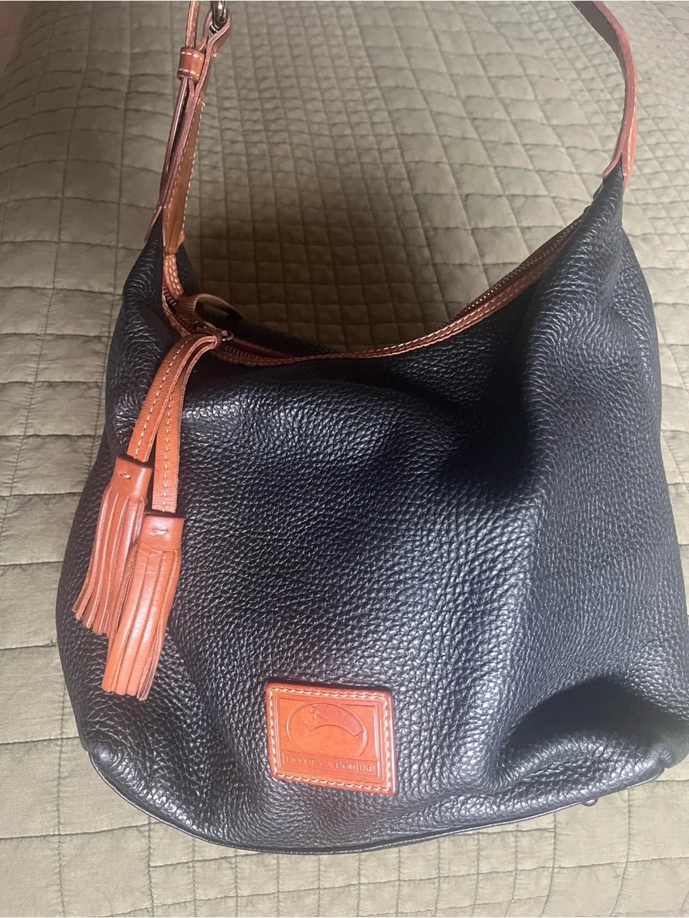 Dooney & Bourke Black Pebble Leather Hobo Shoulder Bag